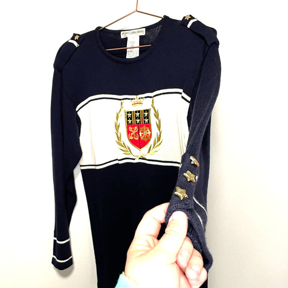 JH Collectibles Gold Crest Stars Crewneck Vintage Womens Sweater Star Studded M - Picture 3 of 7